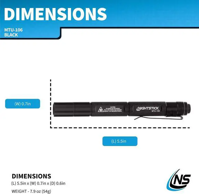 Alt view image 7 of 7 - MTU-106 Mini-TAC UV Flashlight with 2 AAA, Black,Small