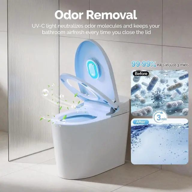 Alt view image 2 of 7 - Smart Toilet UV-C Sanitizing &Odor-Control System - Automatic Toilet Cleaner Chemical-Free Deodorizer with Safety Sensor & Long-Life Rechargeable Battery