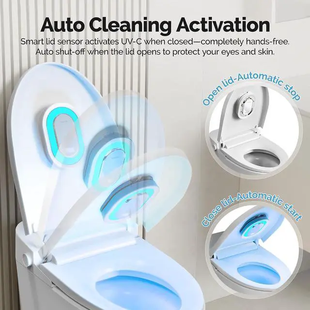 Alt view image 3 of 7 - Smart Toilet UV-C Sanitizing &Odor-Control System - Automatic Toilet Cleaner Chemical-Free Deodorizer with Safety Sensor & Long-Life Rechargeable Battery