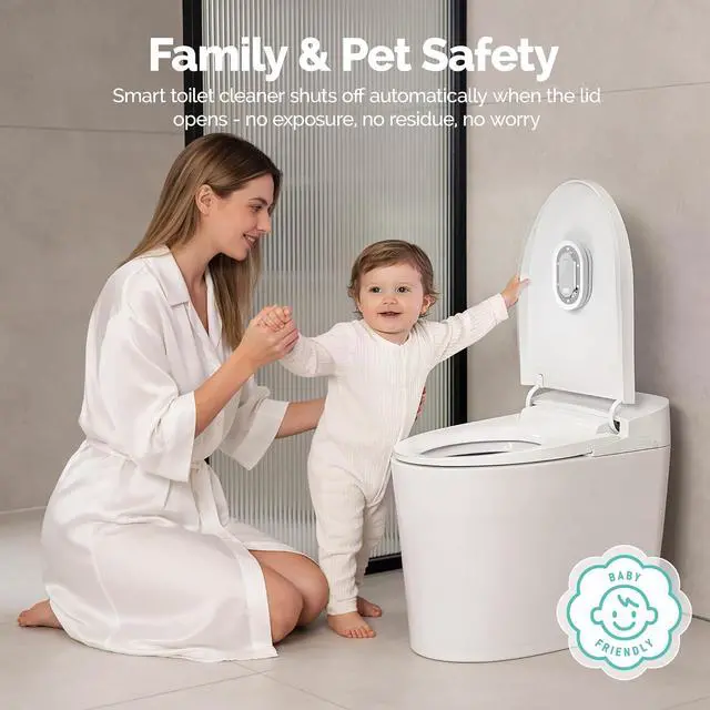 Alt view image 4 of 7 - Smart Toilet UV-C Sanitizing &Odor-Control System - Automatic Toilet Cleaner Chemical-Free Deodorizer with Safety Sensor & Long-Life Rechargeable Battery