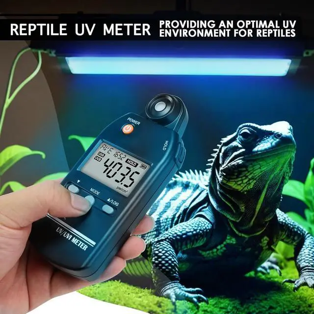 Alt view image 2 of 7 - UV Meter Digital UVB Meter, 280-400 nm UV Index Meter with UV and UVI Switchable, 0-5000 W/cm² Measuring Range UV Detector with 100 Groups Data Record, UV Index Meter for Reptiles, etc.