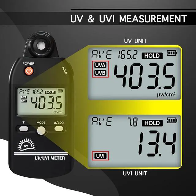 Alt view image 5 of 7 - UV Meter Digital UVB Meter, 280-400 nm UV Index Meter with UV and UVI Switchable, 0-5000 W/cm² Measuring Range UV Detector with 100 Groups Data Record, UV Index Meter for Reptiles, etc.