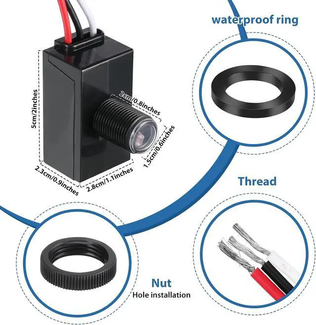 Alt view image 2 of 7 - 12 Packs Dusk to Dawn Sensor for Outdoor Lighting 100-277V Photoelectric Switch Photocell Light Sensor Electric Eye Sensor Photo Control Switch Lamp Post Light Sensor for Most Outdoor Lighting Bulbs