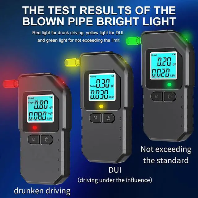 Alt view image 3 of 7 - Breathalyzer, Breathalyzers for Alcohol with LCD Digital, Display Alcohol Breathalyzer Tester for Home Use, Portable Breath Alcohol Tester with 15 Mouthpieces (Black)