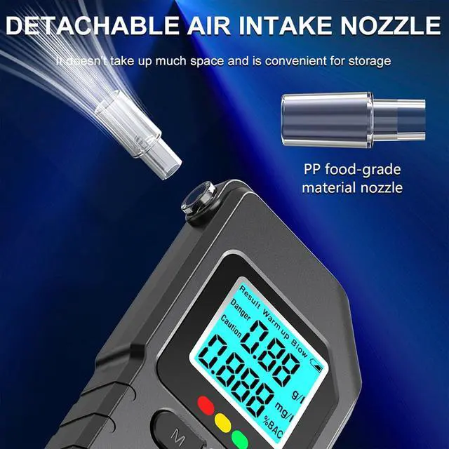 Alt view image 4 of 7 - Breathalyzer, Breathalyzers for Alcohol with LCD Digital, Display Alcohol Breathalyzer Tester for Home Use, Portable Breath Alcohol Tester with 15 Mouthpieces (Black)
