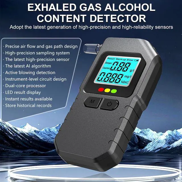 Alt view image 6 of 7 - Breathalyzer, Breathalyzers for Alcohol with LCD Digital, Display Alcohol Breathalyzer Tester for Home Use, Portable Breath Alcohol Tester with 15 Mouthpieces (Black)