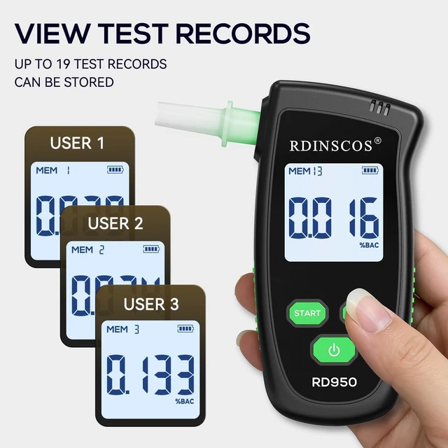 Alt view image 5 of 5 - Fuel-Cell Breathalyzer with Active Pump Sampling Alcohol Tester