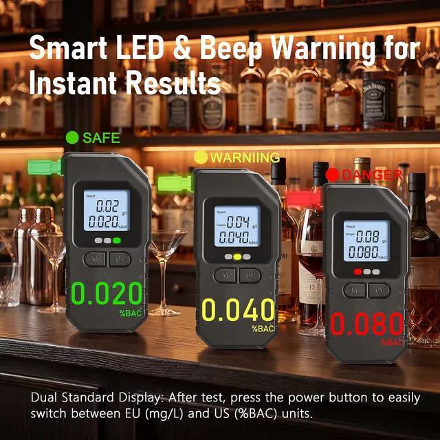 Alt view image 3 of 7 - Breath Alcohol Tester, Breathalyzer, Dual Sensor, BAC Detector
