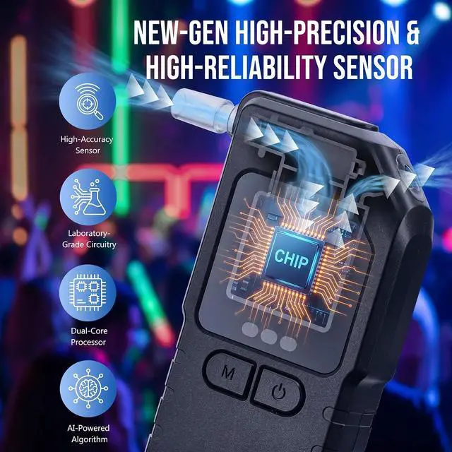 Alt view image 5 of 7 - Breath Alcohol Tester, Breathalyzer, Dual Sensor, BAC Detector