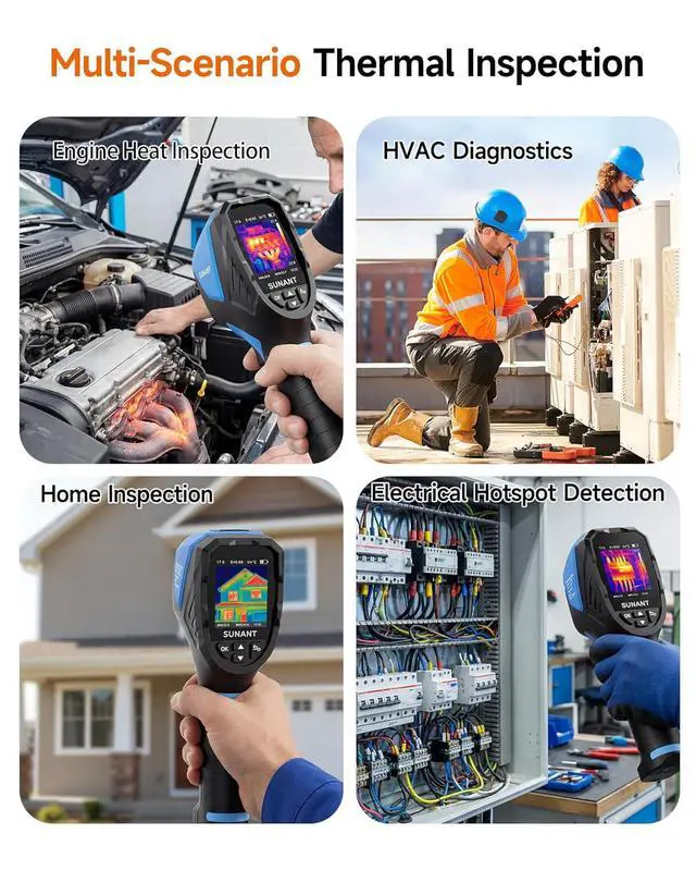 Alt view image 5 of 7 - Infrared Thermal Imaging Camera, 240x240 TISR Resolution, 25Hz Refresh Rate, -4°F to 1022°F, Adjustable Emissivity, Hot/Cold Spot Detection, LED Light for HVAC, Electrical & Home Inspection