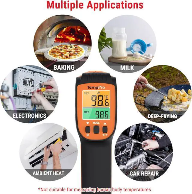 Alt view image 7 of 7 - TempScan Infrared Thermometer Gun with 2 Laser for Pizza Oven Grill