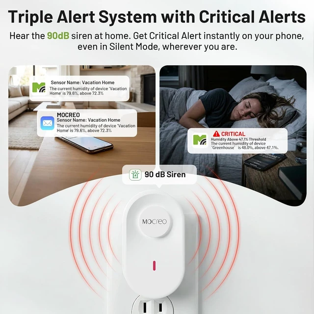 Alt view image 4 of 7 - 2000ft Remote Temperature & Humidity Monitor 3 Sensors, Freeze Alert for WiFi-less Shed, Greenhouse, Garage, Barn & Cabin, 90dB Hub + Night Light