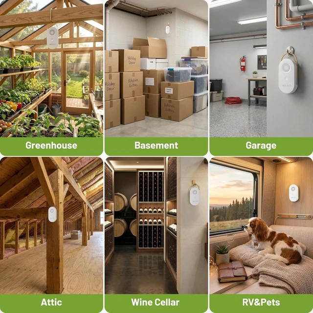 Alt view image 6 of 7 - 2000ft Remote Temperature & Humidity Monitor 3 Sensors, Freeze Alert for WiFi-less Shed, Greenhouse, Garage, Barn & Cabin, 90dB Hub + Night Light