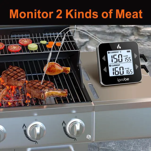 Alt view image 3 of 7 - Dual Probe Rechargeable & Waterproof Digital Meat Thermometer for Food - Large LCD Backlight Cooking Thermometer for Kitchen Smoker Oven Grill BBQ Candy