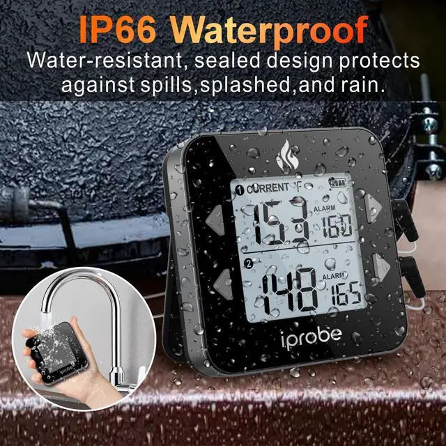 Alt view image 4 of 7 - Dual Probe Rechargeable & Waterproof Digital Meat Thermometer for Food - Large LCD Backlight Cooking Thermometer for Kitchen Smoker Oven Grill BBQ Candy