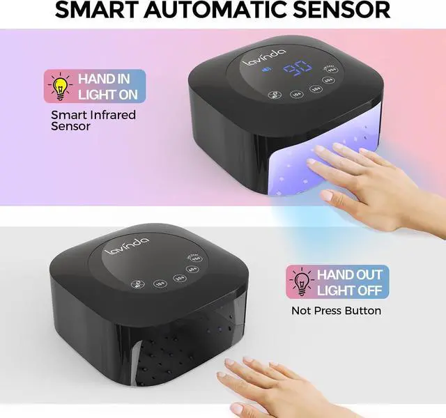 Alt view image 5 of 7 - UV LED Nail Lamp, Plug-in 54W UV Nail Light for Gel Polish Acrylic, Professional Gel Lamp with Auto Sensor Fast Curing Nails Dryer 4 Timer Settings Art Tools for Salon Home Use