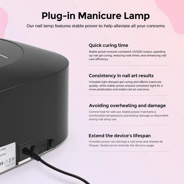 Alt view image 6 of 7 - UV LED Nail Lamp, Plug-in 54W UV Nail Light for Gel Polish Acrylic, Professional Gel Lamp with Auto Sensor Fast Curing Nails Dryer 4 Timer Settings Art Tools for Salon Home Use