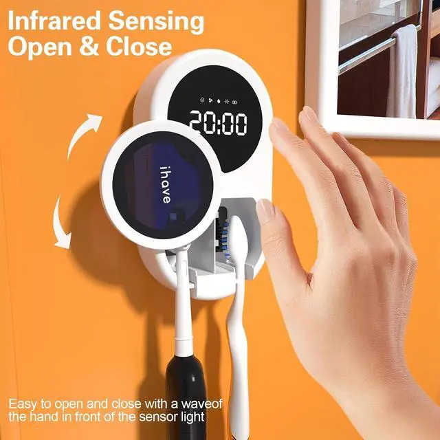 Alt view image 4 of 7 - UV Toothbrush Sanitizer Holder 2 Slots Wall Mounted Wave Sensor Auto