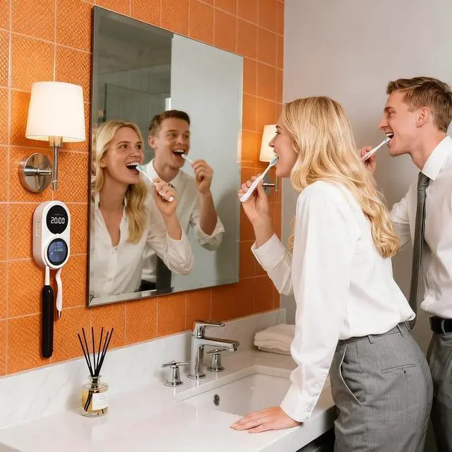Alt view image 3 of 7 - UV Toothbrush Sanitizer Holder 2 Slots Wall Mounted Wave Sensor Auto