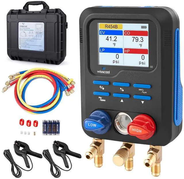Main image of Digital Manifold Gauges HVAC, R454B R134A R410A R32 AC Gauge Set