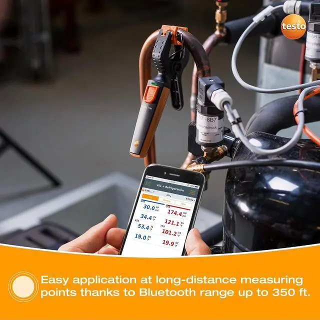 Alt view image 4 of 7 - 115i Clamp Meter - Amp Clamp for Heating & Cooling Systems - HVAC Thermometer for in-Pipe Measurements & -58° to 302 °F Measurement Range - HVAC Temperature Probe with Bluetooth & App Operation