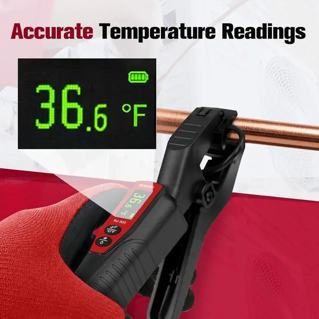 Alt view image 6 of 7 - HVAC Digital Pipe Clamp Thermometer