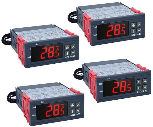 Main image of 4Pcs STC-1000 110V-220V Digital LED Temperature Controller, Microcomputer Digital Display Temperature Controller Heating Cooling Thermostat 2 Relay Output with NTC 10K Thermistor Sensors Probe