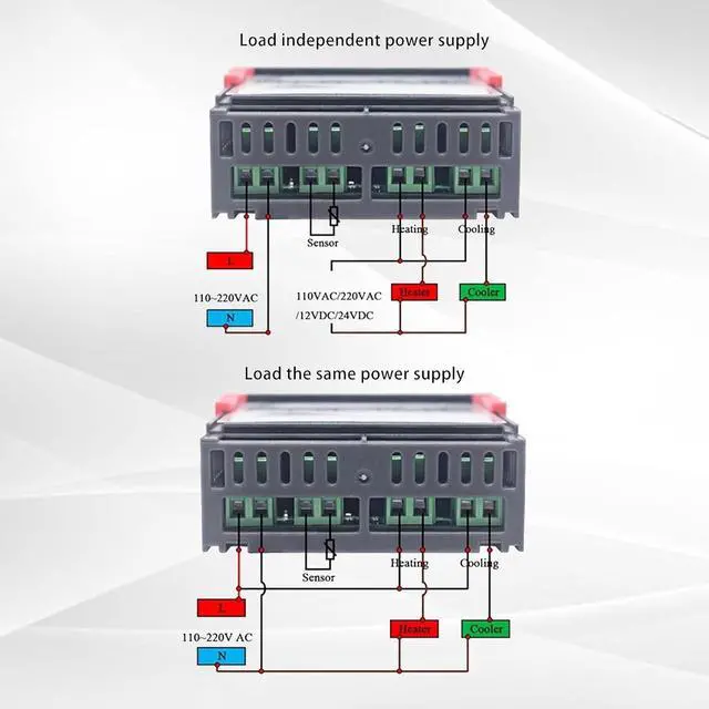 Alt view image 3 of 7 - 4Pcs STC-1000 110V-220V Digital LED Temperature Controller, Microcomputer Digital Display Temperature Controller Heating Cooling Thermostat 2 Relay Output with NTC 10K Thermistor Sensors Probe