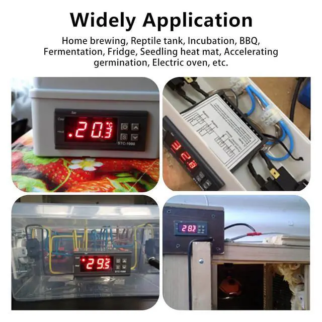 Alt view image 7 of 7 - 4Pcs STC-1000 110V-220V Digital LED Temperature Controller, Microcomputer Digital Display Temperature Controller Heating Cooling Thermostat 2 Relay Output with NTC 10K Thermistor Sensors Probe