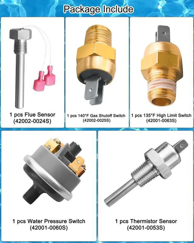 Alt view image 3 of 6 - Pool Heater Repair Kit Fit for Master Temp and Max E Therm Pool Heaters
