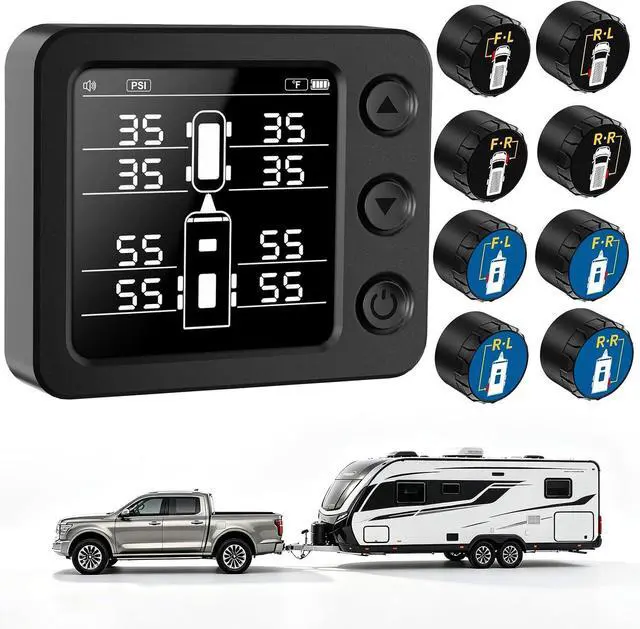 Main image of Wireless RV TPMS Tire Pressure Monitoring System with 8 Sensors(Max. 10)