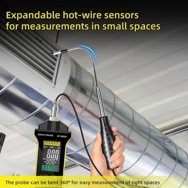 Alt view image 4 of 7 - 2Packs Hot Wire Anemometer AP-5000Y & AP-189A Digital Manometer
