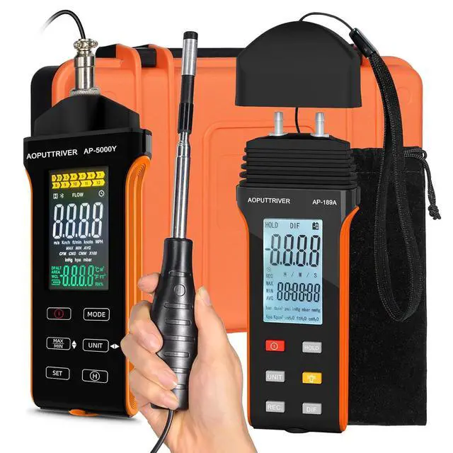 Alt view image 7 of 7 - 2Packs Hot Wire Anemometer AP-5000Y & AP-189A Digital Manometer