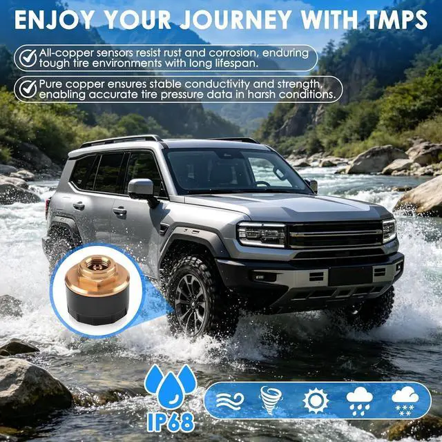 Alt view image 5 of 7 - Trailer Tire Pressure Monitoring System,Solar 7" LCD & 10 Copper sensors