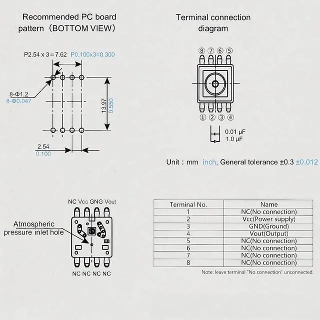 Alt view image 7 of 7 - ADP51B62M02 Pressure Sensor for Washing Machine Control Board, Piezoresistive Water Level Sensor, 8-Pin DIP Analog Output, Low pressure type 6kPa, Compatible with Whirlpool, Maytag, Amana. 2-pcs