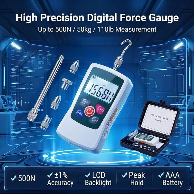 Alt view image 4 of 7 - 500N Digital Force Gauge, Trigger Pull Gauge for Tension & Compression Test