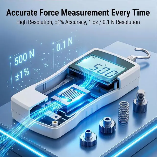 Alt view image 5 of 7 - 500N Digital Force Gauge, Trigger Pull Gauge for Tension & Compression Test