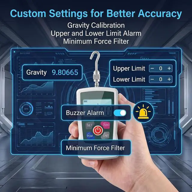 Alt view image 7 of 7 - 500N Digital Force Gauge, Trigger Pull Gauge for Tension & Compression Test