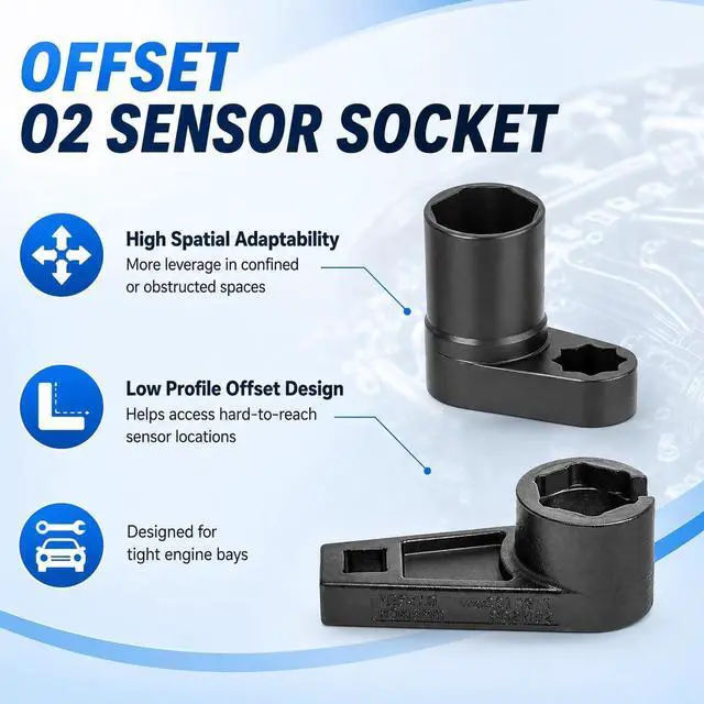 Alt view image 5 of 7 - 10pcs Oxygen Sensor Socket Set,O2 Sensor Removal Removal Kit with 22 27 29 mm Sockets 1/2" 3/8" Drive, for Thermal Oil Pressure Vacuum Sensors Removers