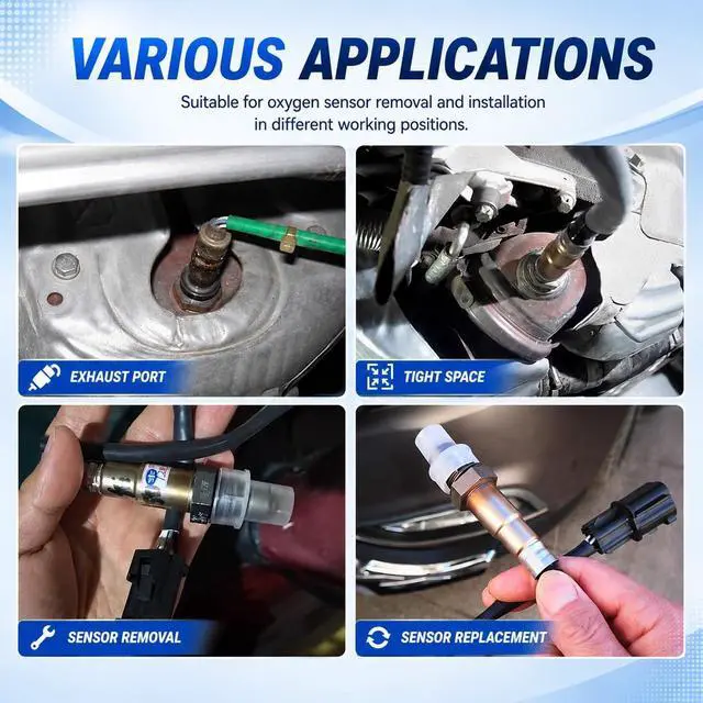 Alt view image 7 of 7 - 10pcs Oxygen Sensor Socket Set,O2 Sensor Removal Removal Kit with 22 27 29 mm Sockets 1/2" 3/8" Drive, for Thermal Oil Pressure Vacuum Sensors Removers