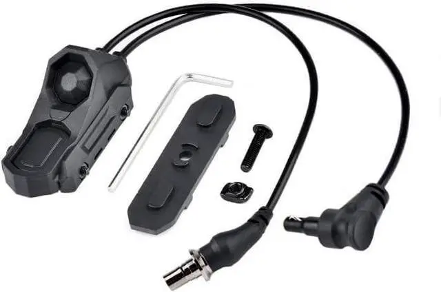 Main image of Tactical Modular Dual Wire Button Remote Activation Pressure SwitchCompatible with M300/M600 PEQ15/A2 Etc Series Scout Troch Flashlightfor 20mm Rail and M&K System (SF+Crane Laser Plug BK)
