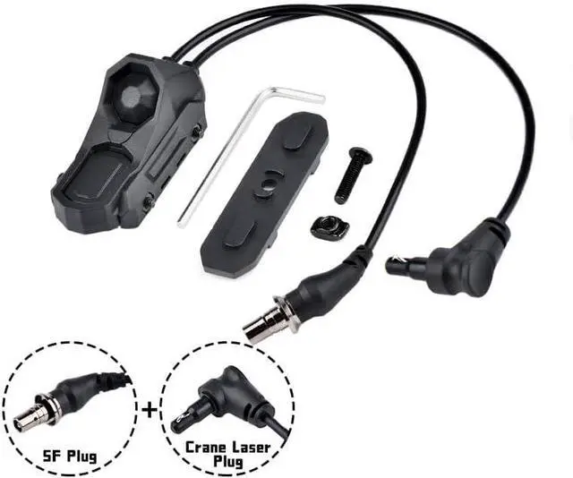 Alt view image 7 of 7 - Tactical Modular Dual Wire Button Remote Activation Pressure SwitchCompatible with M300/M600 PEQ15/A2 Etc Series Scout Troch Flashlightfor 20mm Rail and M&K System (SF+Crane Laser Plug BK)