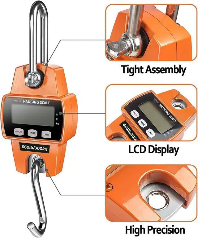 Alt view image 3 of 7 - Digital Hanging Scale 660 LB 300 KG - Professional Heavy Duty Waterproof Fish Scale - Portable Durable Crane Scale for Luggage Weight Suitcase Hunting Farm Bike Bow Fish Weight Fishing Scale