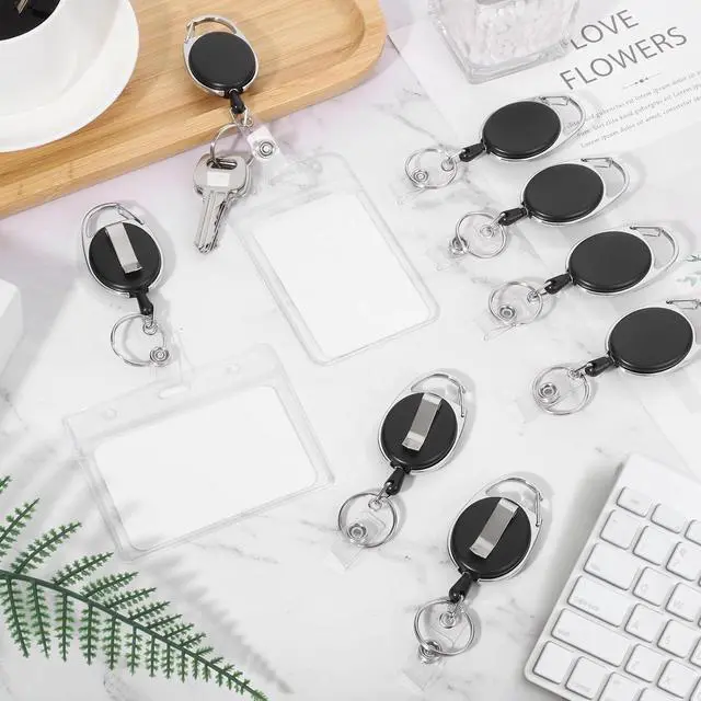 Alt view image 2 of 7 - 50 Pack Retractable Badge Reels with Carabiner and Key Ring