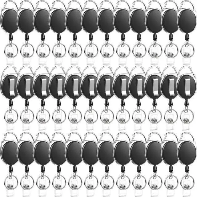 Main image of 50 Pack Retractable Badge Reels with Carabiner and Key Ring