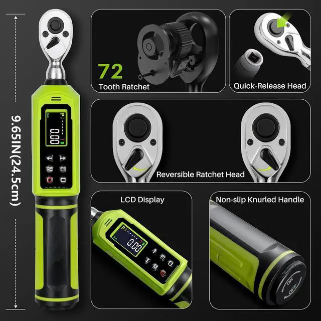 Alt view image 3 of 6 - Digital Torque Wrench 1/4" Drive-4-266In.Lb for Bike Motorcycle