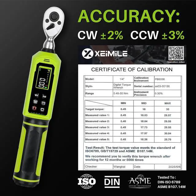 Alt view image 6 of 6 - Digital Torque Wrench 1/4" Drive-4-266In.Lb for Bike Motorcycle