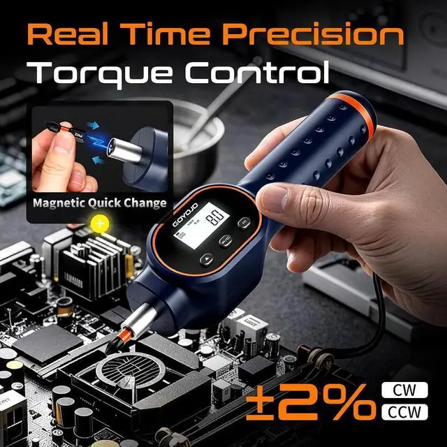 Alt view image 3 of 7 - Digital Torque Screwdriver 7.0870.8 in-lb / 0.88 Nm, 1/4" Adjustable Torque Screwdriver Set with Buzzer & Magnetic Bits, 999 Data Storage, for Gunsmithing, Electronics, and Mounting