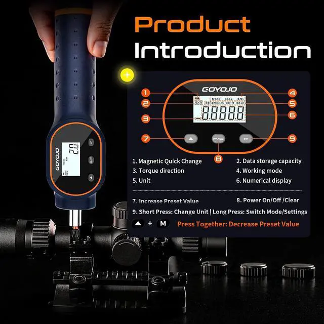 Alt view image 7 of 7 - Digital Torque Screwdriver 7.0870.8 in-lb / 0.88 Nm, 1/4" Adjustable Torque Screwdriver Set with Buzzer & Magnetic Bits, 999 Data Storage, for Gunsmithing, Electronics, and Mounting