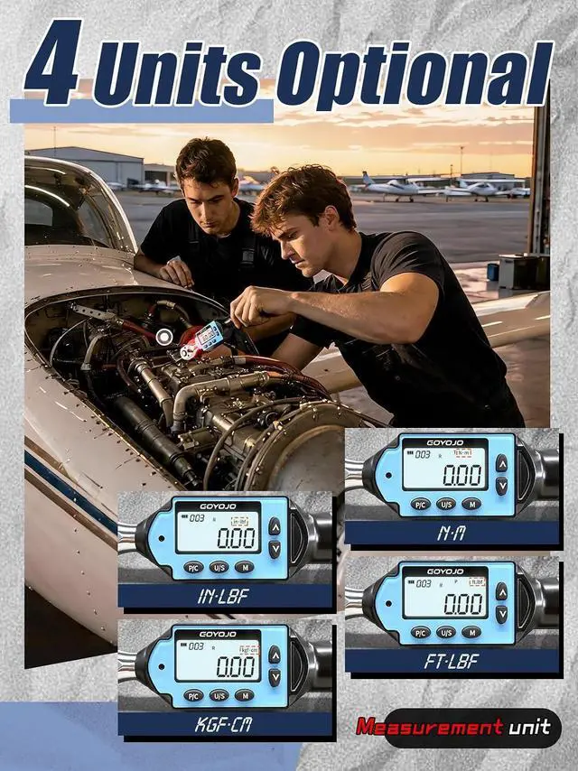 Alt view image 4 of 7 - 3/8 Inch Digital Torque Wrench, 1.344 ft-lbs/1.860 N.m High-Precision Professional Tool for Auto Repair, Bicycle, Motorcycle Maintenance DIY Projects ±2% High Accuracy LED Flash Notification